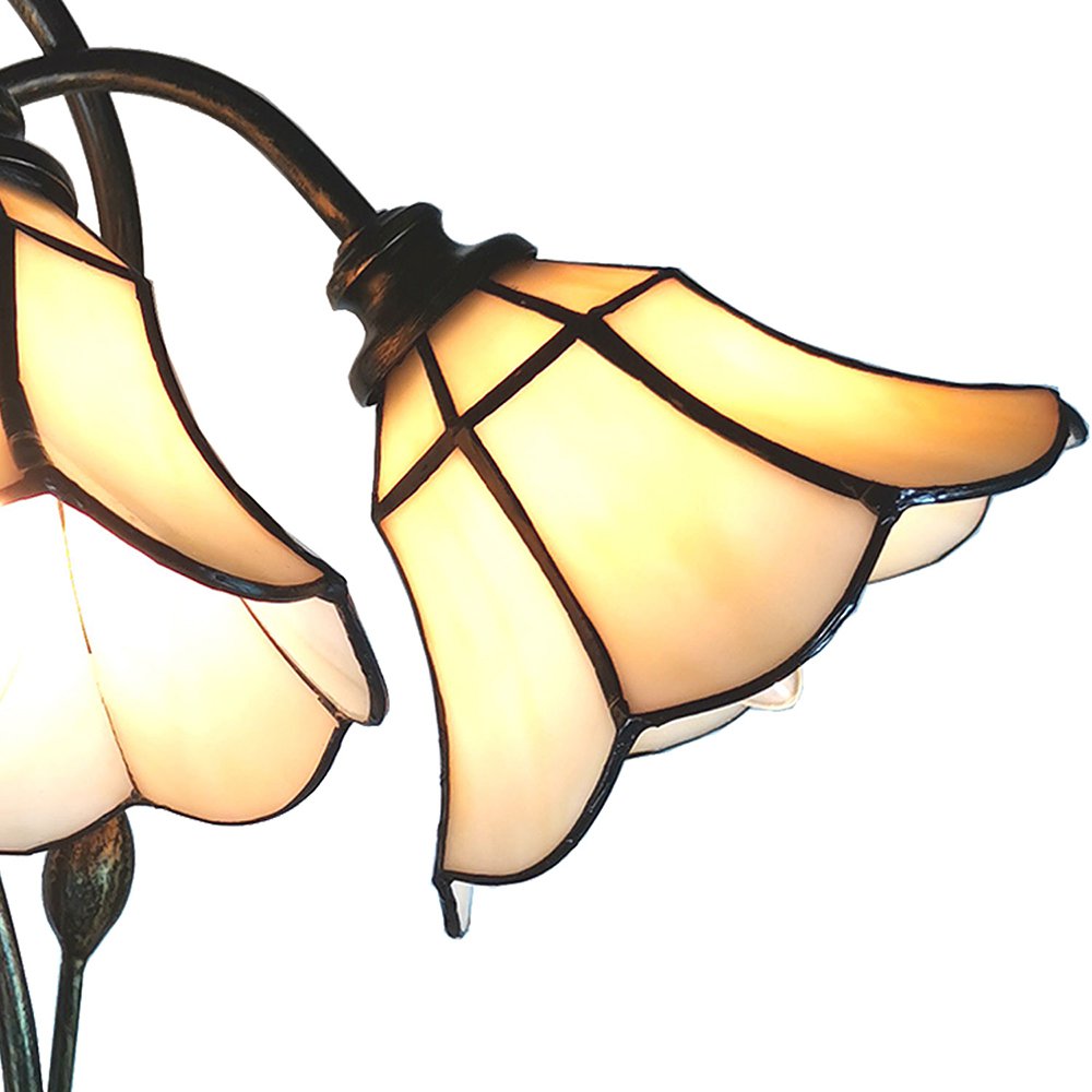 Tiffany Tafellamp 46x28x63 cm Beige Glas Tulpen Tiffany Bureaulamp