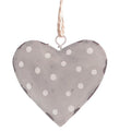 Metalenhanger hart met witte stippen 5x5cm grijs