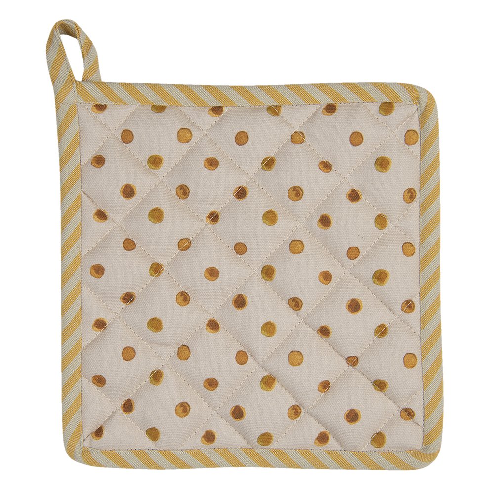 Pannenlap 20x20 cm Beige Geel Katoen Citroen Afgiet Pannenlap