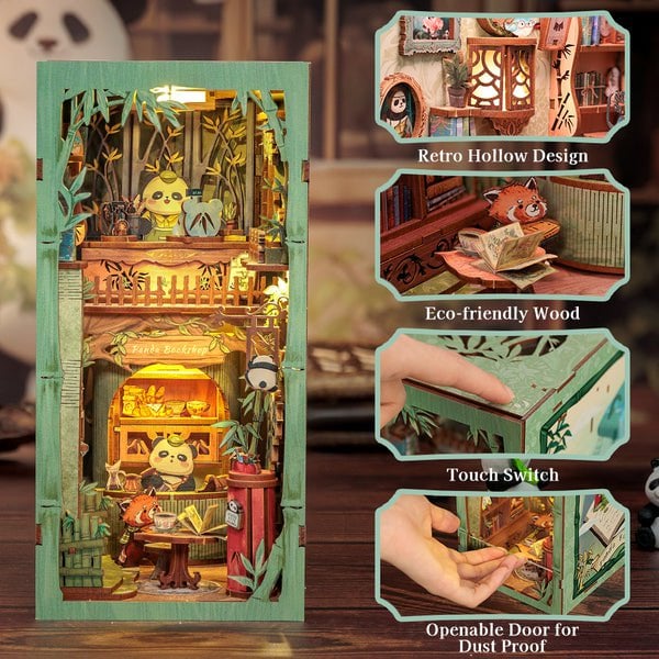 Cutebee, DIY Booknook, Panda Bookshop, DY02B, 18x11x23cm