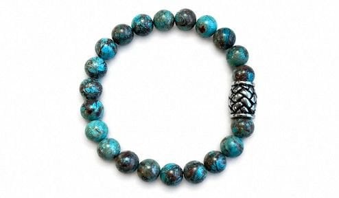 Dames armband Picasso Jaspis 8 mm met vlecht kraal