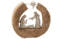 J-Line Kerstfiguren kerststal - aluminium/ hout - zilver - 34 cm