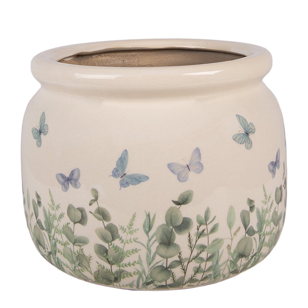 Bloempot Beige Keramiek Vlinders