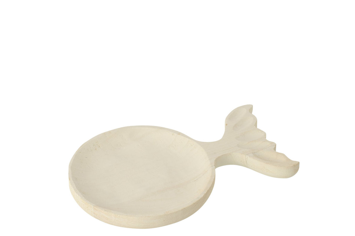 J-Line decoratie Plateau Vis Staart - hout - wit - S