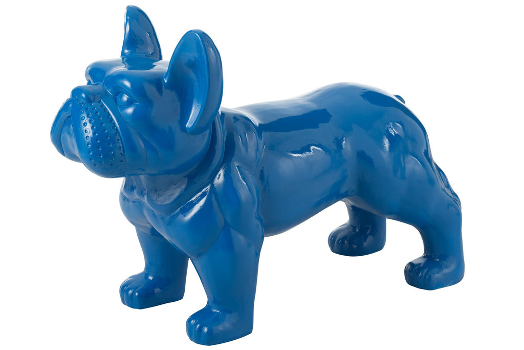 J-Line decoratie Bulldog - hout - blauw