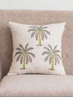Set van 2 - Grijze en groene vierkante kussenhoezen – Decoratief textiel – Duurzaam katoen