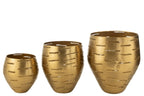 J-Line Set Van 3 Windlichten Metaal Goud