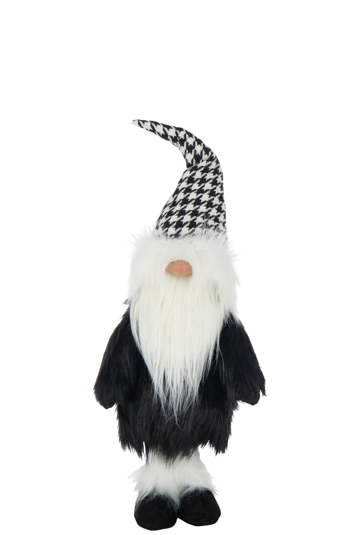 J-Line figuur Kerstman Pied-De-Poule - polyresin - wit/zwart