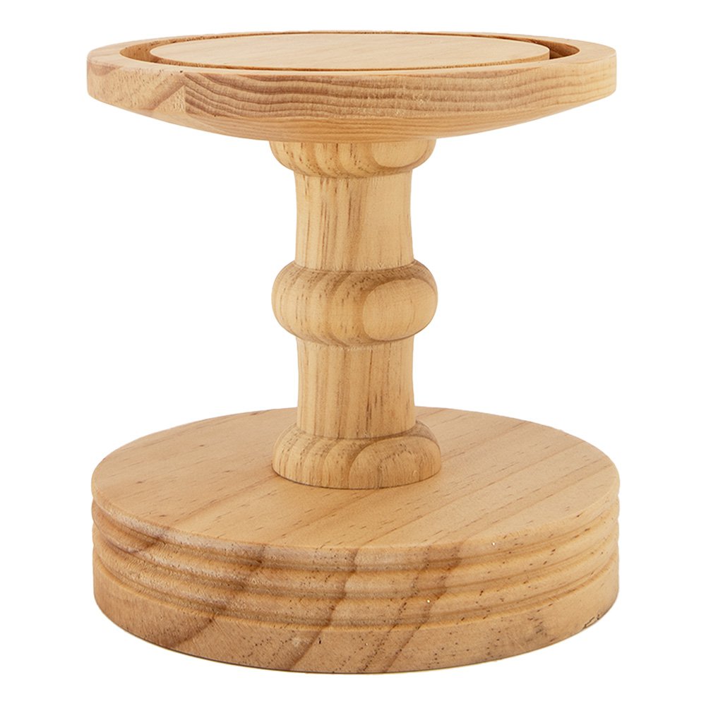 Glazen Stolp Ø 14x34 cm Bruin Hout