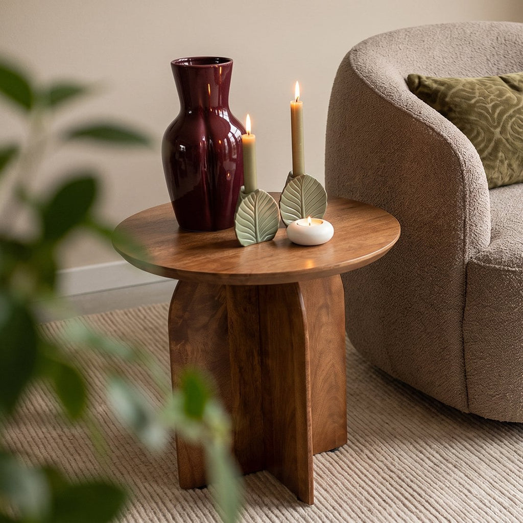 Bullnose bijzettafel mangohout - Ø50 cm