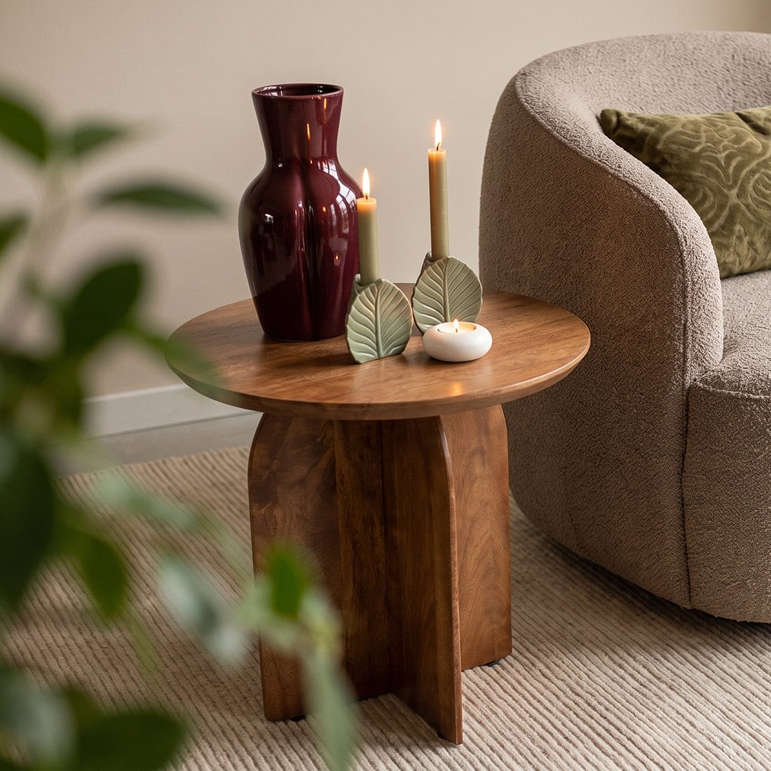 Bullnose bijzettafel mangohout - Ø50 cm