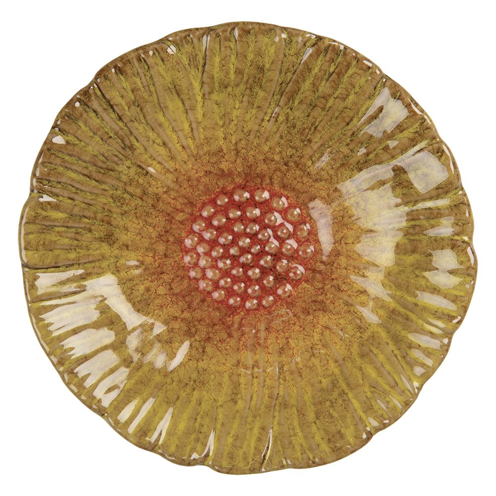 Decoratie schaal Bloem Ø 14x3 cm Geel Keramiek