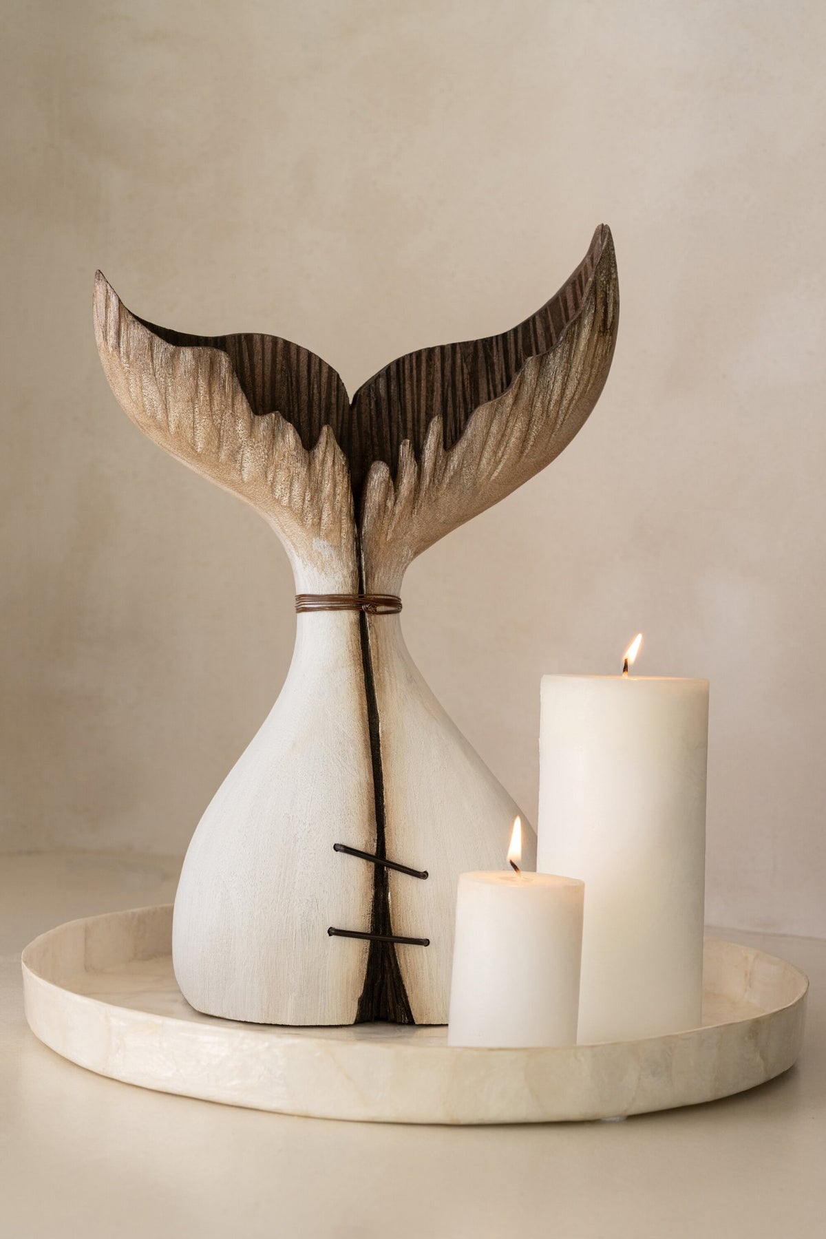 J-Line decoratie plateau Schelp - polyresin - wit - S