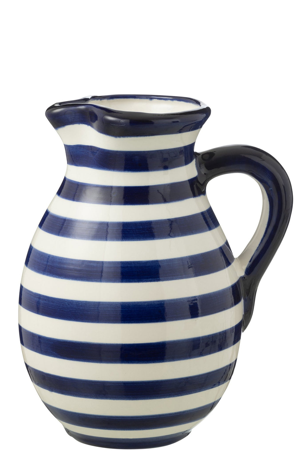J-Line kruik Granada Stripes - keramiek - wit/blauw - large