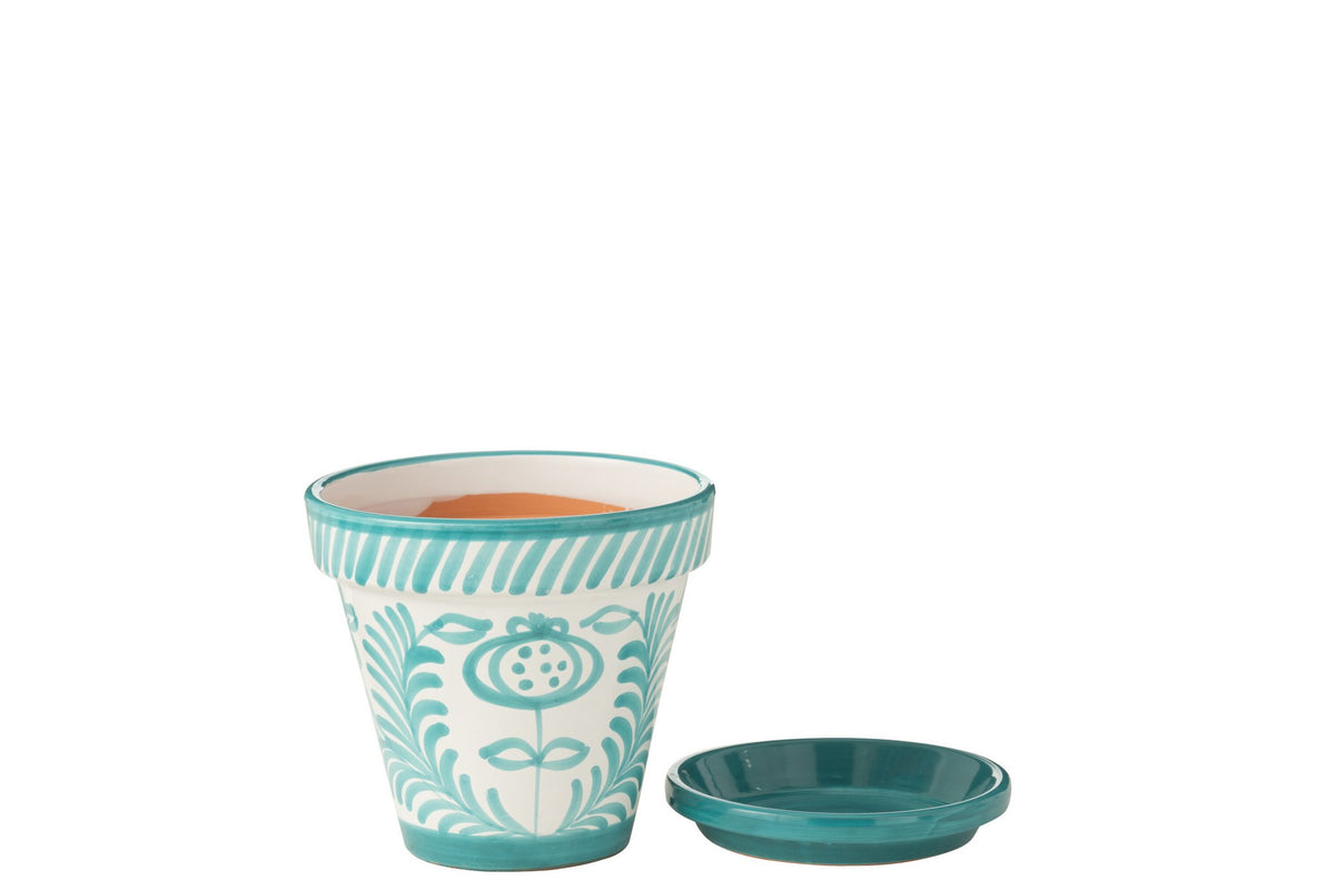 J-Line bloempot Granada - keramiek - aqua - medium - Ø 27 cm