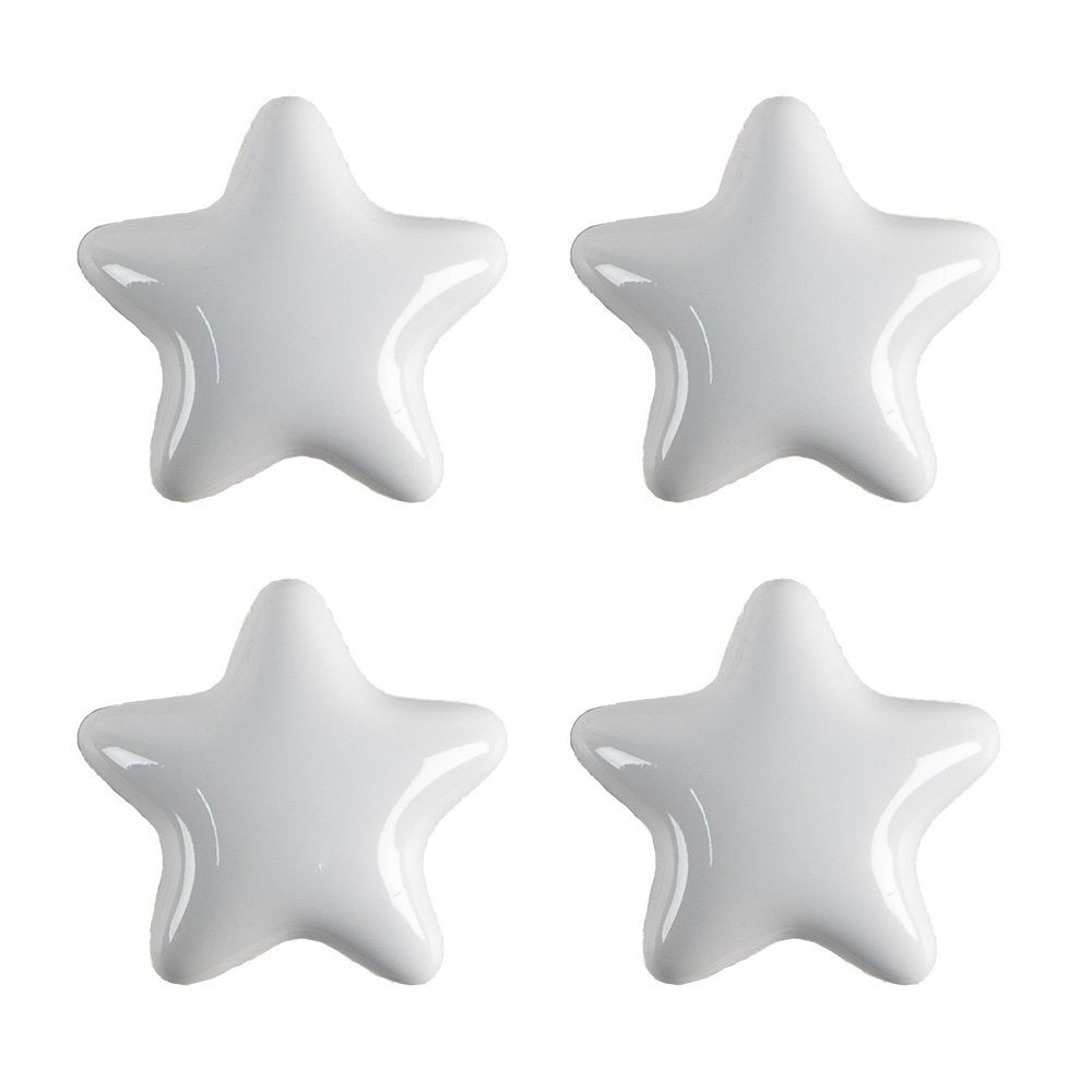Deurknop Set van 4 Ster Ø 4 cm Wit Keramiek Meubelknop