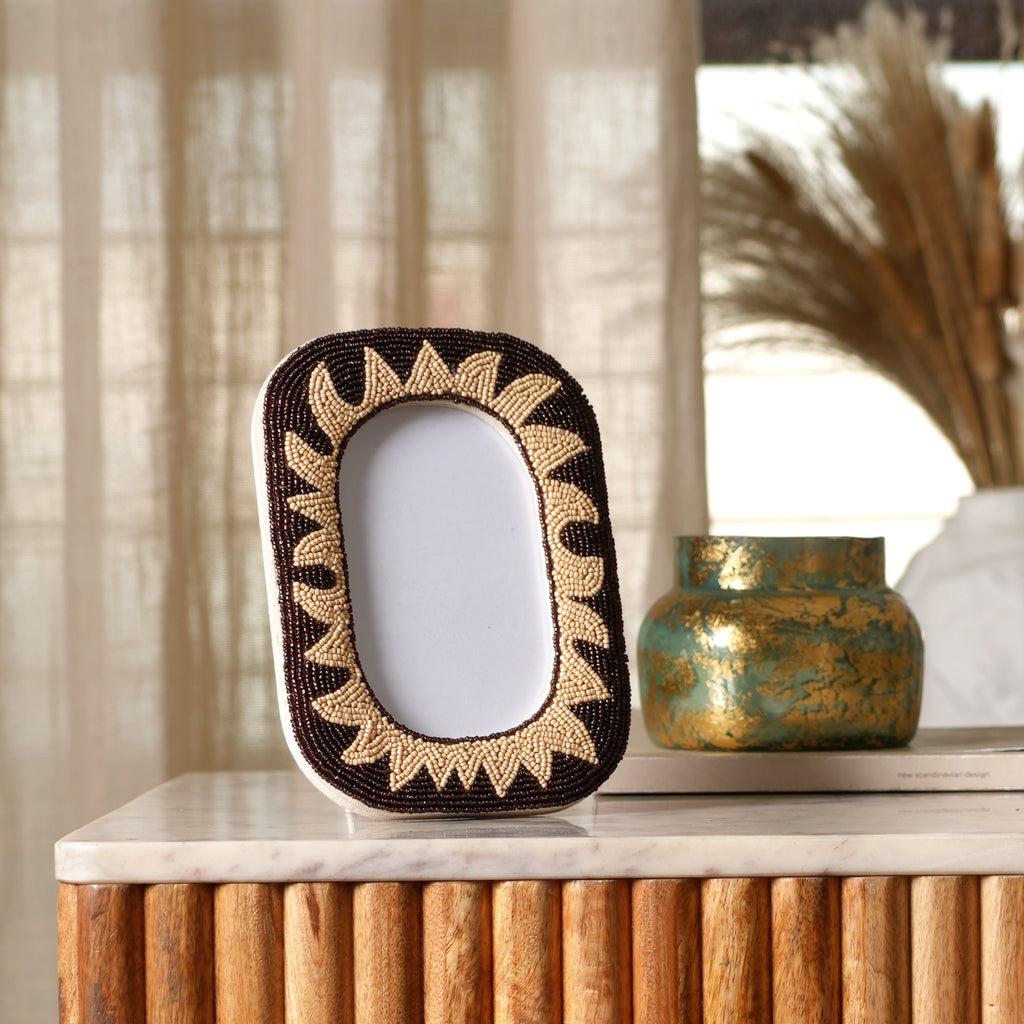 Fotolijst – Rustieke Sunburst kralen – Elegant huisdecor – 4×6 inch