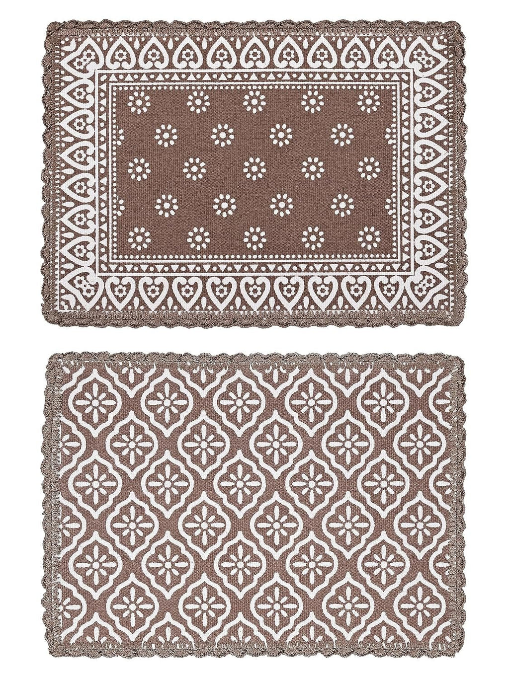 Placemats – Jute & Katoen Gehaakt Antislip – Rond 38cm, Set van 4