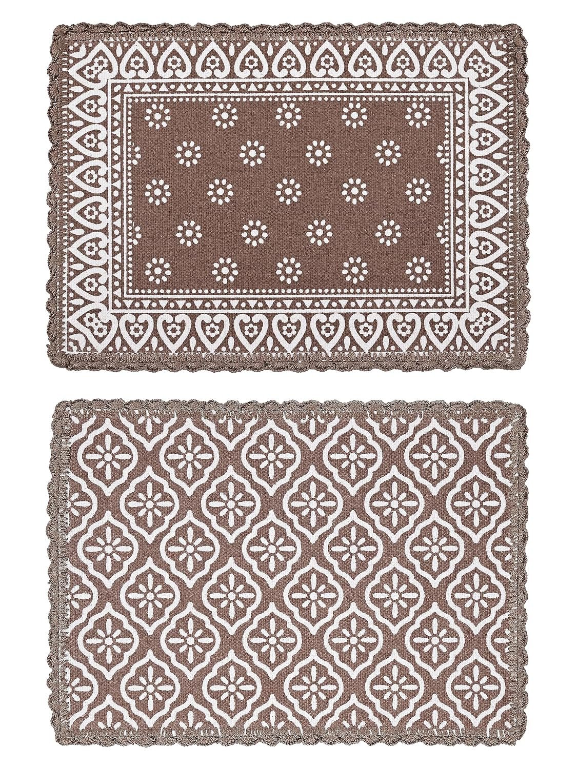 Placemats – Jute & Katoen Gehaakt Antislip – Rond 38cm, Set van 4