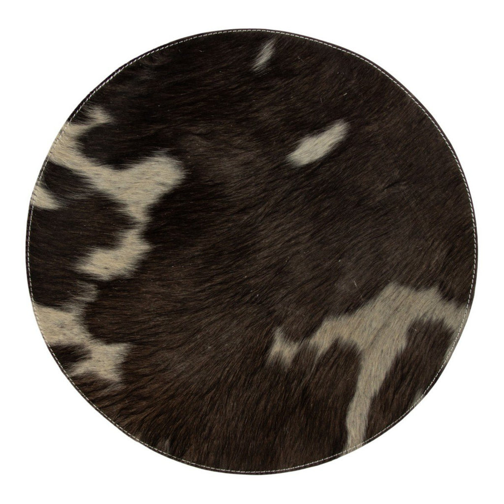 Placemat koehuid rond zwart/wit Ø38cm