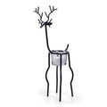Metalen theelichthouder 'rendier' zwart h30,5 d12,5x9 cm