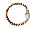 Dames armband Red Veined White Onyx 6 mm met beschermengel