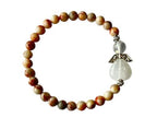 Dames armband Red Veined White Onyx 6 mm met beschermengel