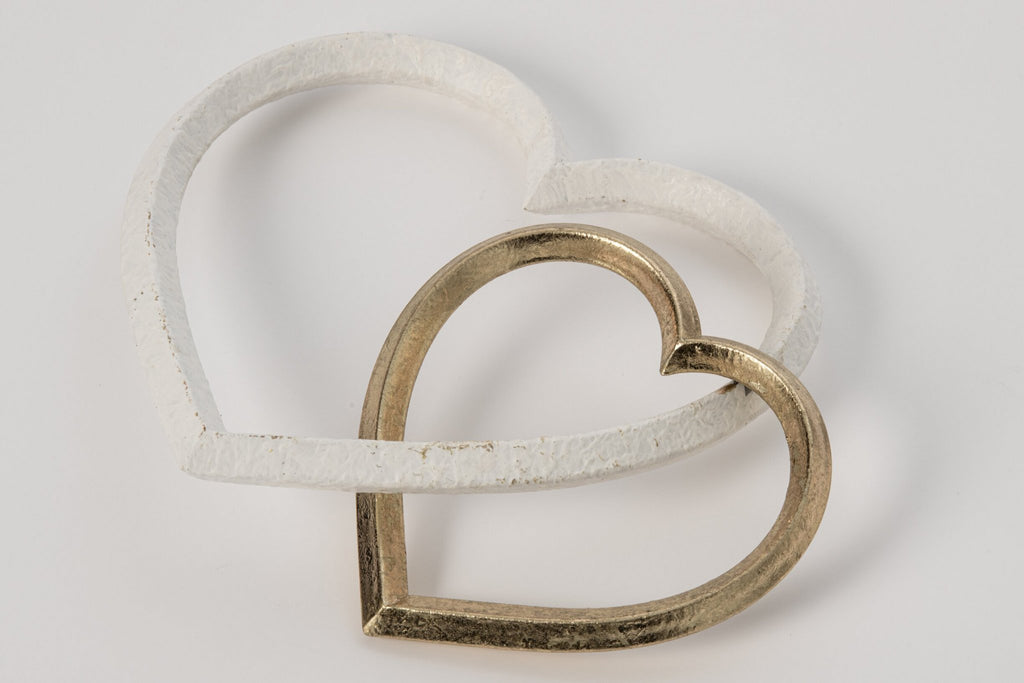 J-Line Hart - metaal - goud/wit