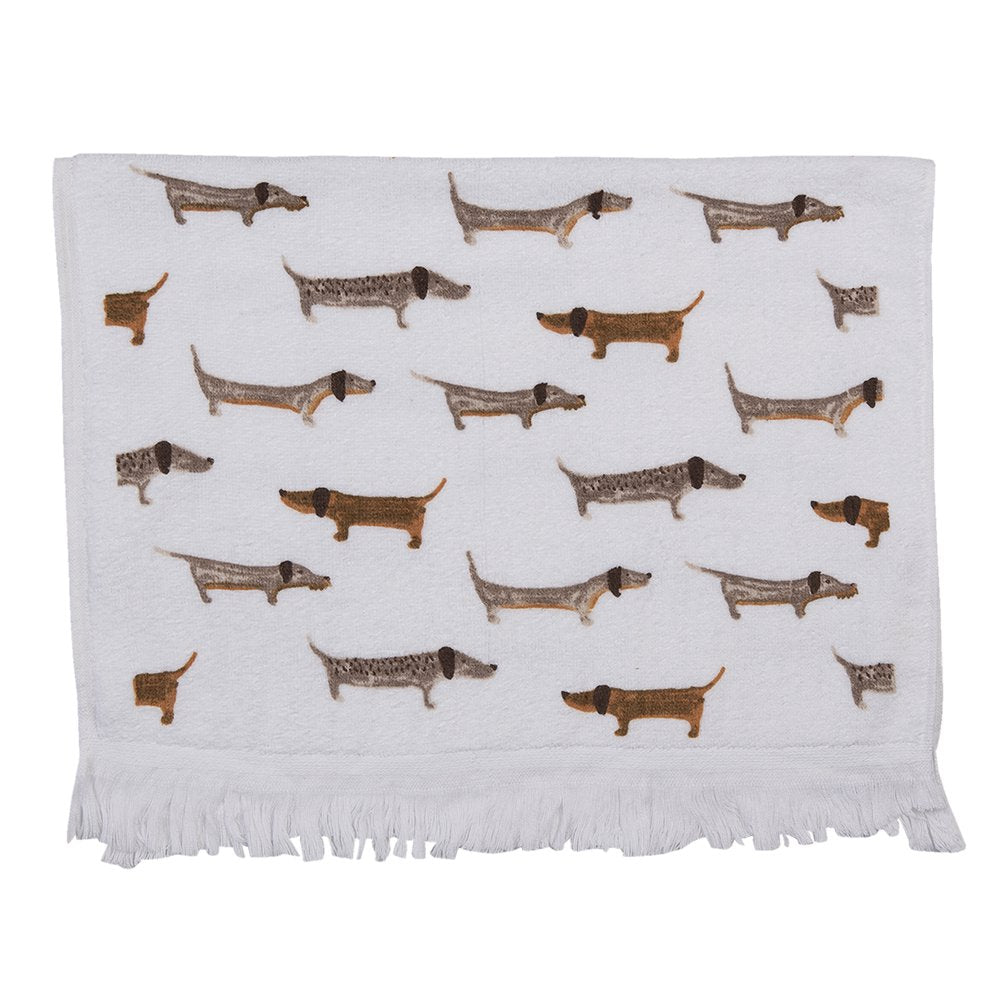 Gastendoekje 40x66 cm Wit Bruin Katoen Honden Toilet Handdoek