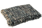 J-Line Plaid tweed - katoen - blauw/wit - 180 x 130 cm