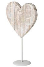 J-Line Hart op voet - hout - gebroken wit - large