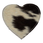 Onderzetter koehuid hart zwart/wit 14cm