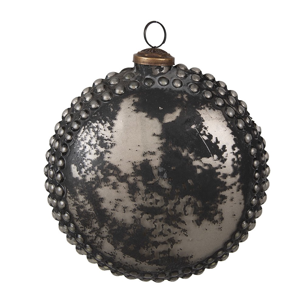 Kerstbal Ø 15x6x15 cm Zwart Grijs Glas Kerstboomversiering