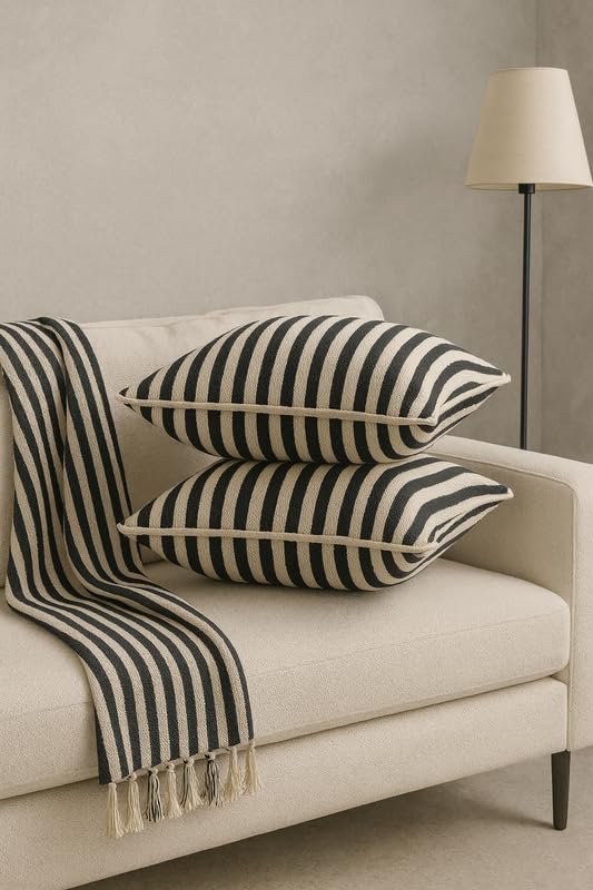 Set van 2 - Decoratieve accenthoezen – Duurzame kussenhoezen – 100% katoen, verborgen ritssluiting – 16x16in