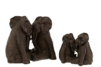 J-Line figuur Koppel Olifant - polyresin - donkerbruin - large