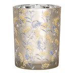 Theelichthouder Set van 2 Ø 7x8 / 10x13 cm Grijs Glas Bloemen