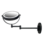 Metalen LED knikarm wandspiegel zwart /Ø17,5cm