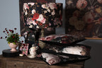 Sierkussen 60x40 cm Zwart Wit Polyester Bloemen Kussenhoes met Kussenvulling