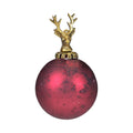 Decoratie bal hert antiek rood 10cm