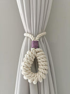Handgeweven gordijnbinder – ontwerp van katoenmacramé - Set van 2