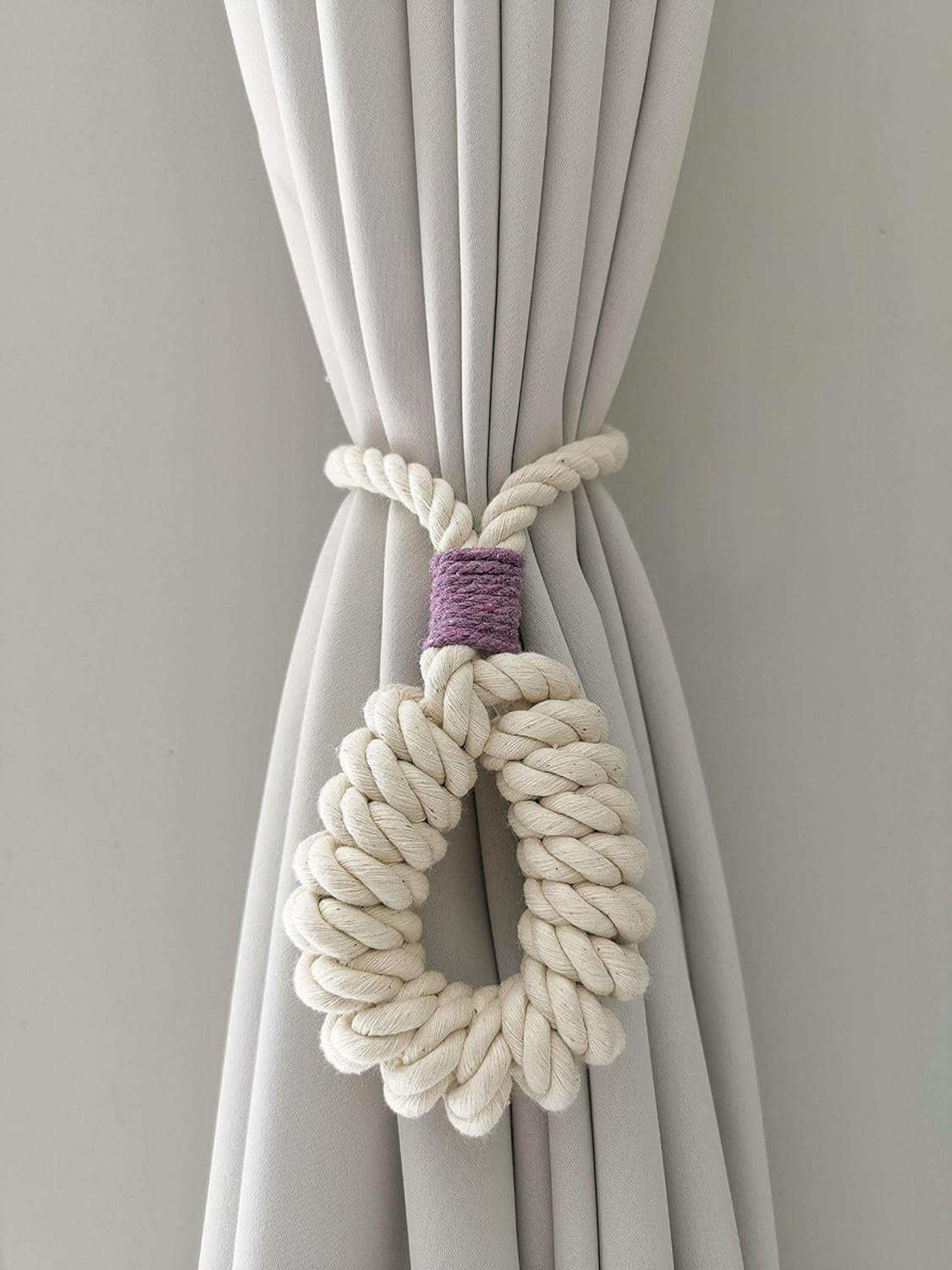 Handgeweven gordijnbinder – ontwerp van katoenmacramé - Set van 2