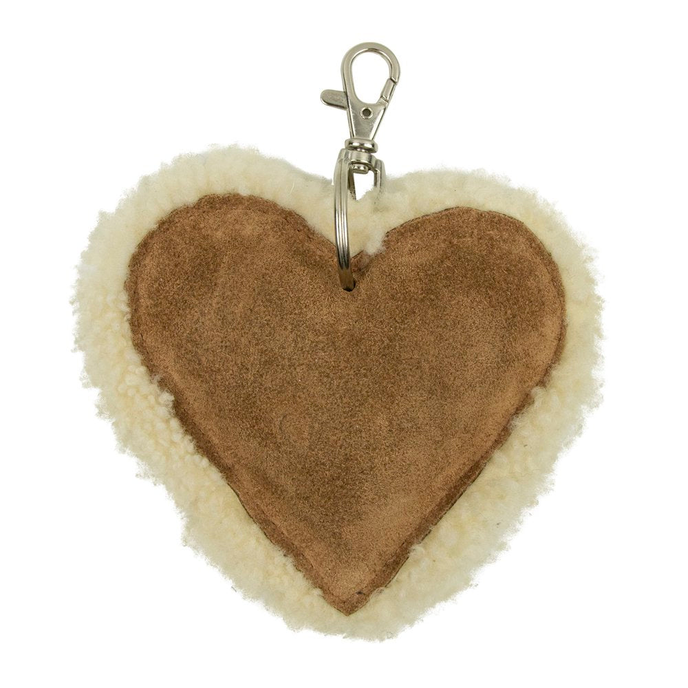 Schaap wit sleutelhanger hart leer 10cm