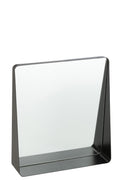 J-Line spiegel Vierkant - metaal/glas - zwart - 38 x 41 cm