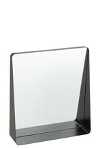 J-Line spiegel Vierkant - metaal/glas - zwart - 38 x 41 cm