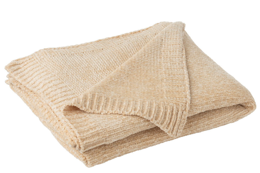 J-Line deken Chenille - polyester - beige