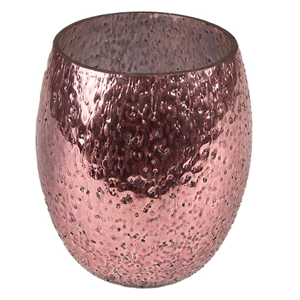 Theelichthouder Ø 8x9 cm Roze Glas Waxinelichthouder