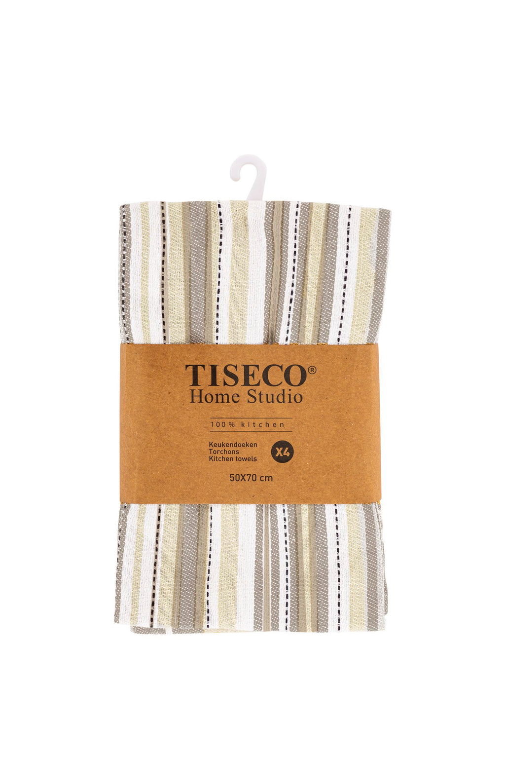 Theedoek multilines - set/4 - 50x70 cm, zwart