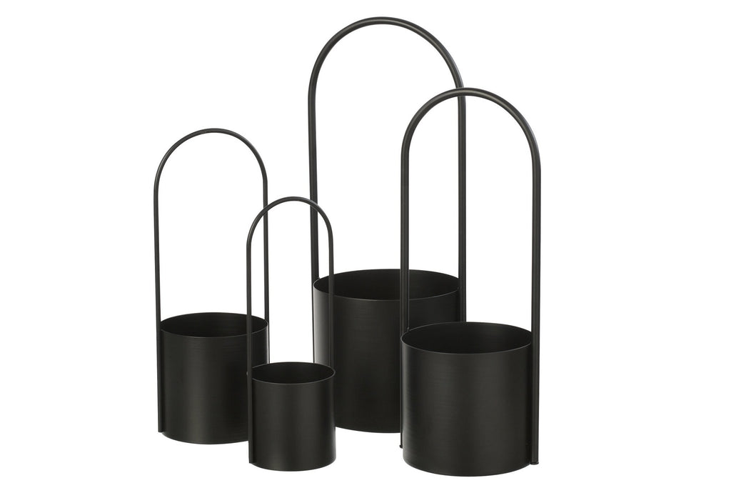 J-Line bloempot - ijzer - zwart - extra L