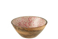 J-Line Kom Hart Mozaiek Mango Hout Roze Medium