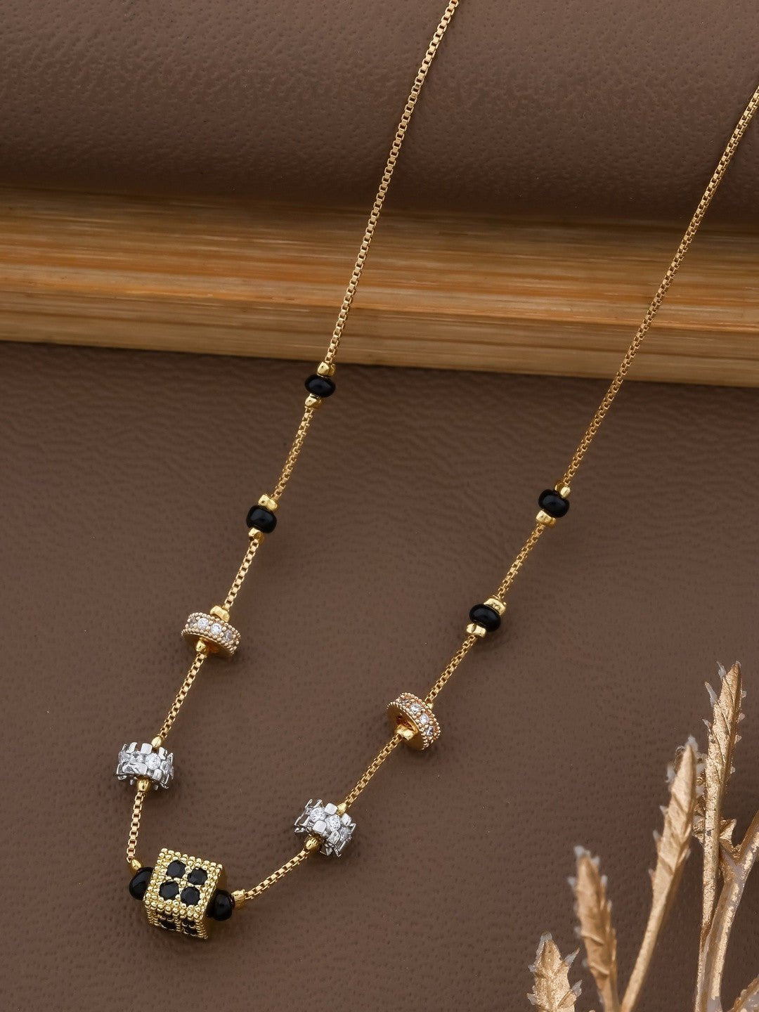Vergulde ketting van zirkonia – mode-sieraden met kralen – messing CZ – winkeleenheid